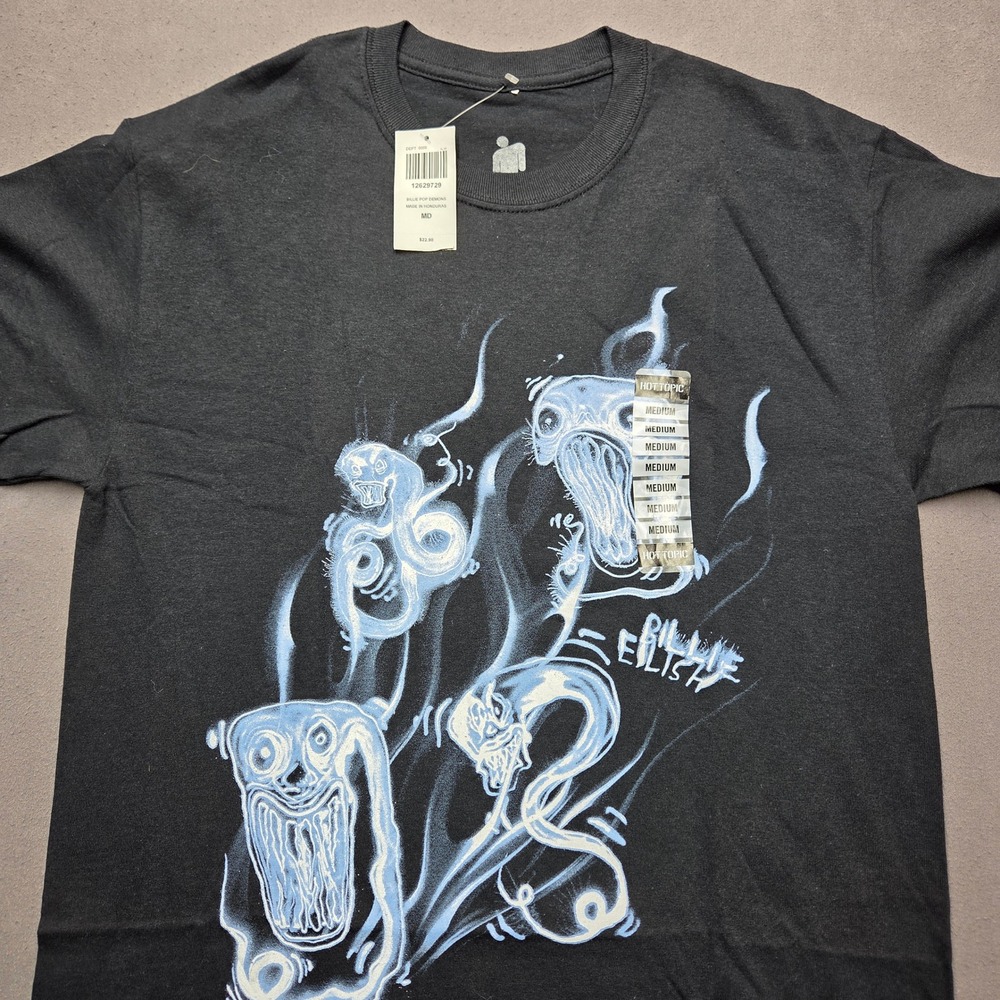 Billie Eilish Pop Demons Graphic T-Shirt Black Hot Topic Medium 12629729